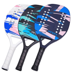 Caston Sports OEM ODM PR7100 White/Black/Blue Beach Tennis Racket Graphite Composite Surface High Density Pro EVA Core