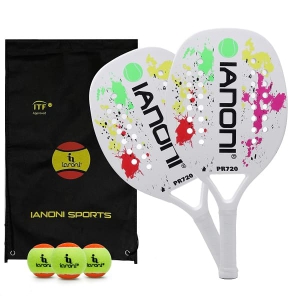 Caston Sports OEM ODM PR720 Beach Tennis Racket Set Full Carbon Fiber EVA Core