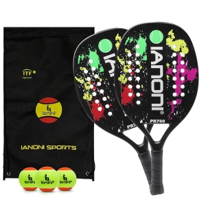 Caston Sports OEM ODM PR750 Beach Tennis Racket Set Full Carbon Fiber EVA Core