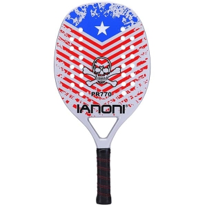 Caston Sports OEM ODM PR770 Silver White Beach Tennis Racket Full Carbon Fiber EVA Core