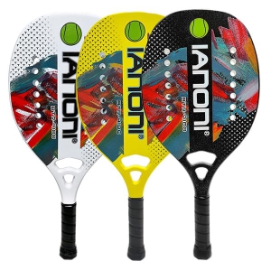 Caston Sports OEM ODM PR9100 White/Black/Yellow Beach Tennis Racket Graphite Composite Surface High Density Pro EVA Core